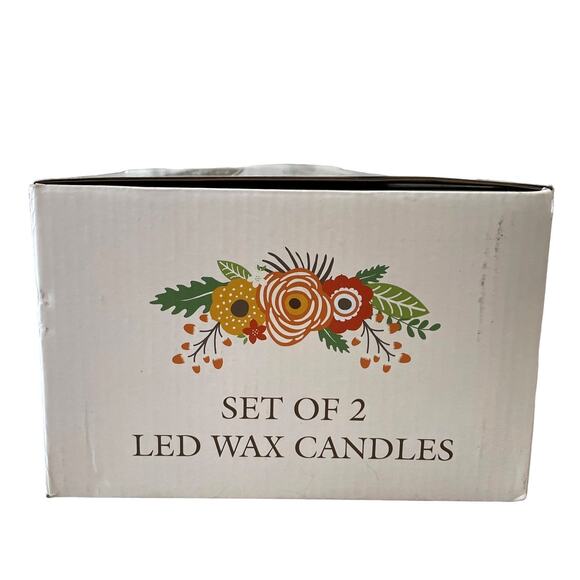 Gardener's Eden LED Wax PUMPKIN Candles Set of 2 Fall Decor Orange NIB - Picture 12 of 12